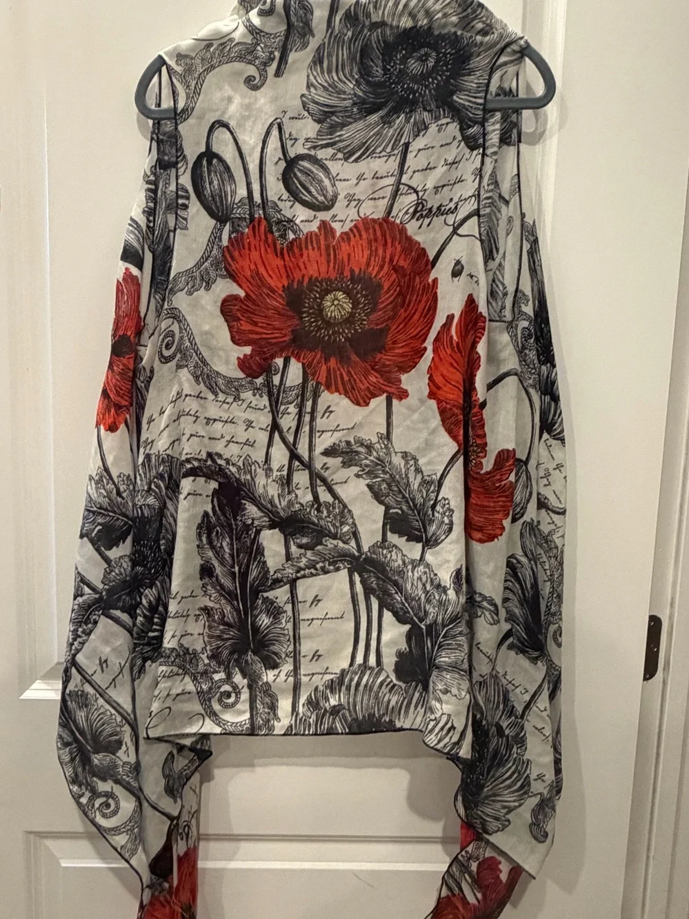 Floral Red & Gray Lightweight Shawl kimono